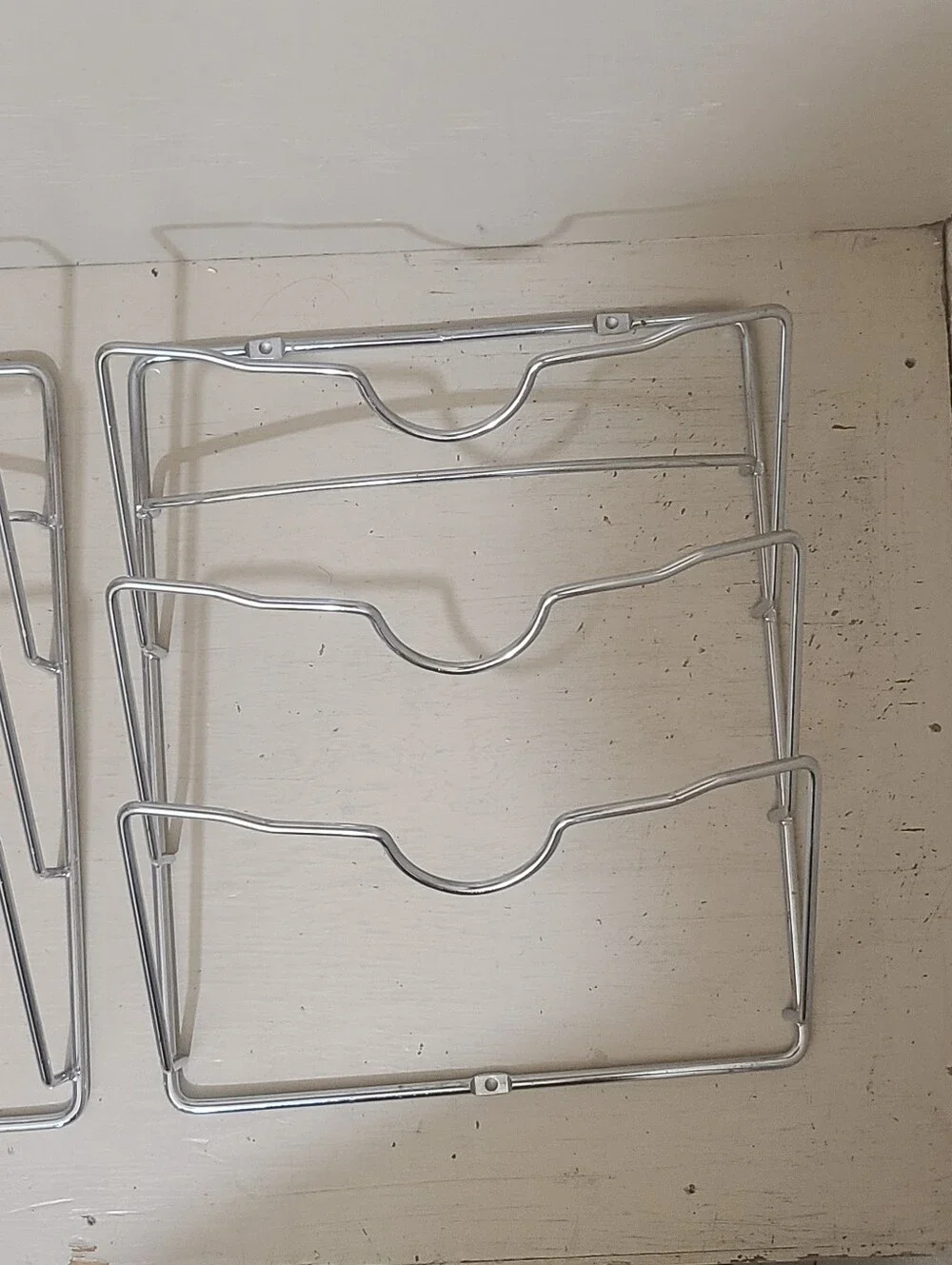 Chrome Metal Cabinet Door/Wall Mount Pot Lid Organizer Rack - Set Of 2